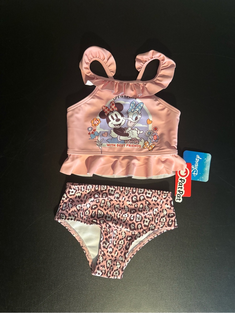 Patpat Disney Minnie Mouse & Daisy Duck, Girl’s 3Y, 2 Piece Tankini Swimsuit Set